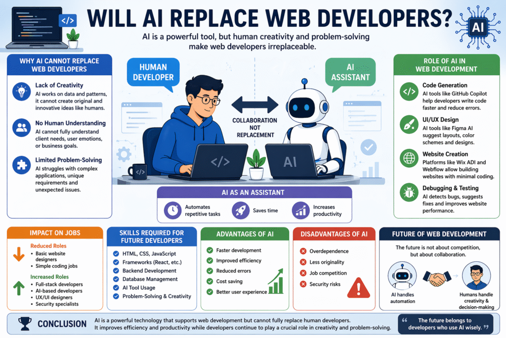 AI is not likely to fully replace web developers.